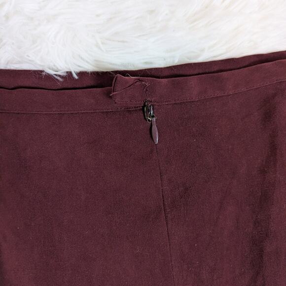 Y2K A-Line Faux Suede Midi Skirt Burgundy Brown Size 12 by Norton McNaughton - Picture 10 of 13